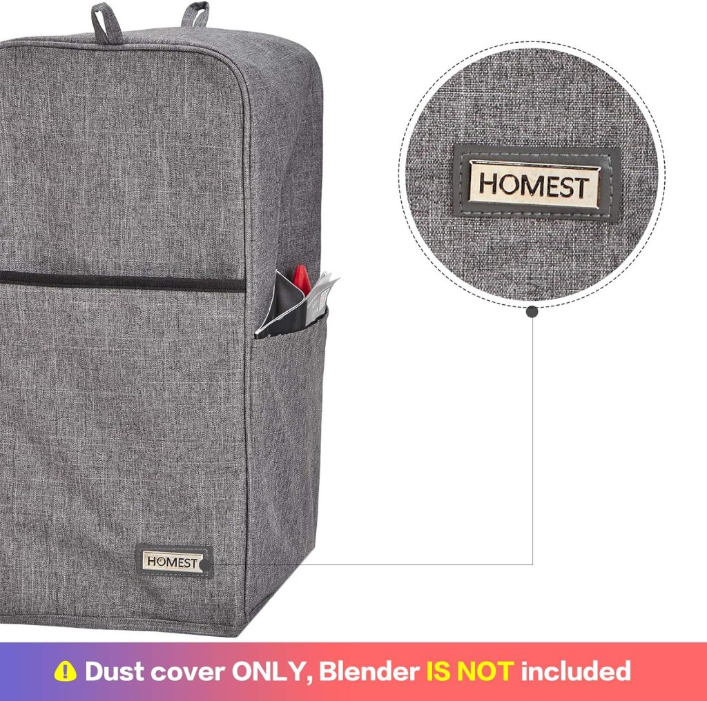 HOMEST Blender Dust Cover with Accessory Pocket Compatible with Ninja Foodi, Grey