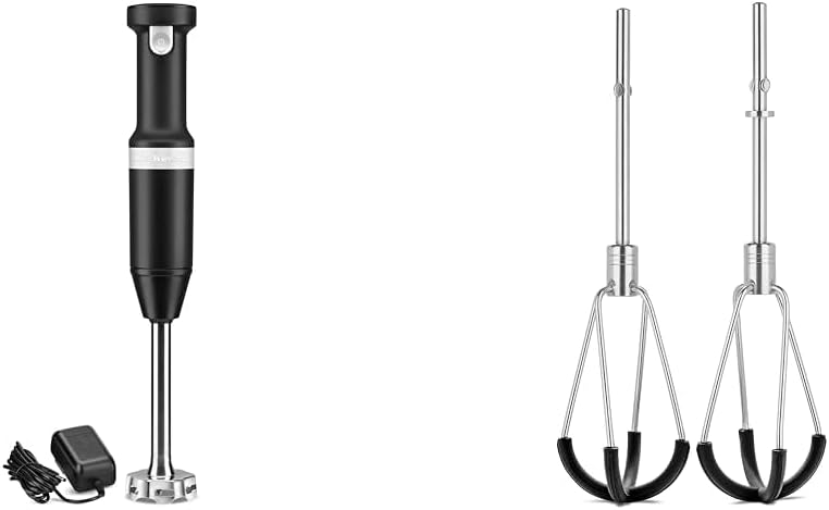KitchenAid Cordless Variable Speed Hand Blender - KHBBV53, Matte Black  KHMFEB2 Flex Edge Beater Accessory for Hand Mixer, One Size, Stainless Steel
