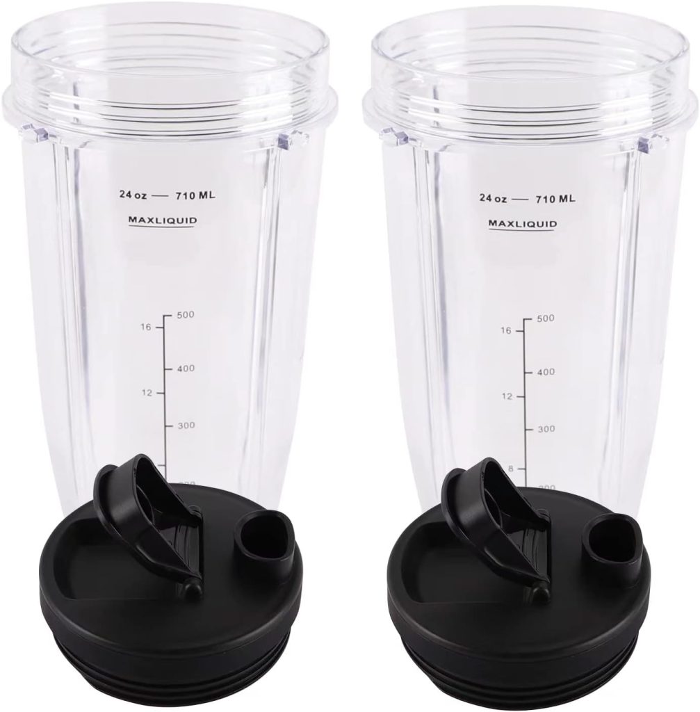 Replacement Parts Kit Ninja Blender Cups for 24 Ounce Cup (2 packs) with Sip  Seal Lid Compatible with Ninja Auto IQ Blender BL450 BL454 BL490 BL680 BL2013 NN102