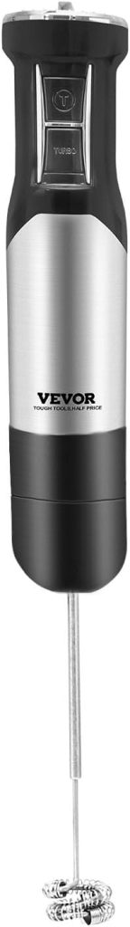 VEVOR Hand Blender, 8 Variable Speeds Immersion Blender, Stainless Steel Handheld Blender Powerful Motor Hand Mixer, USB Charging Cable Multi-purpose Easy Control Grip Stick Mixer
