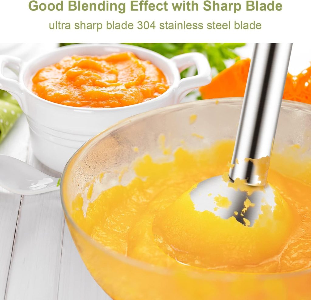 Wancle Handheld Blender, Electric Hand Blender with Turbo Mode, Immersion Blender Portable Stick Mixer with Stainless Steel Blades for Soup, Smoothie, Puree, Baby Food