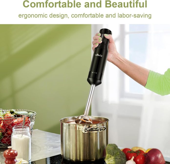wancle handheld blender electric hand blender with turbo mode immersion blender portable stick mixer with stainless stee 3