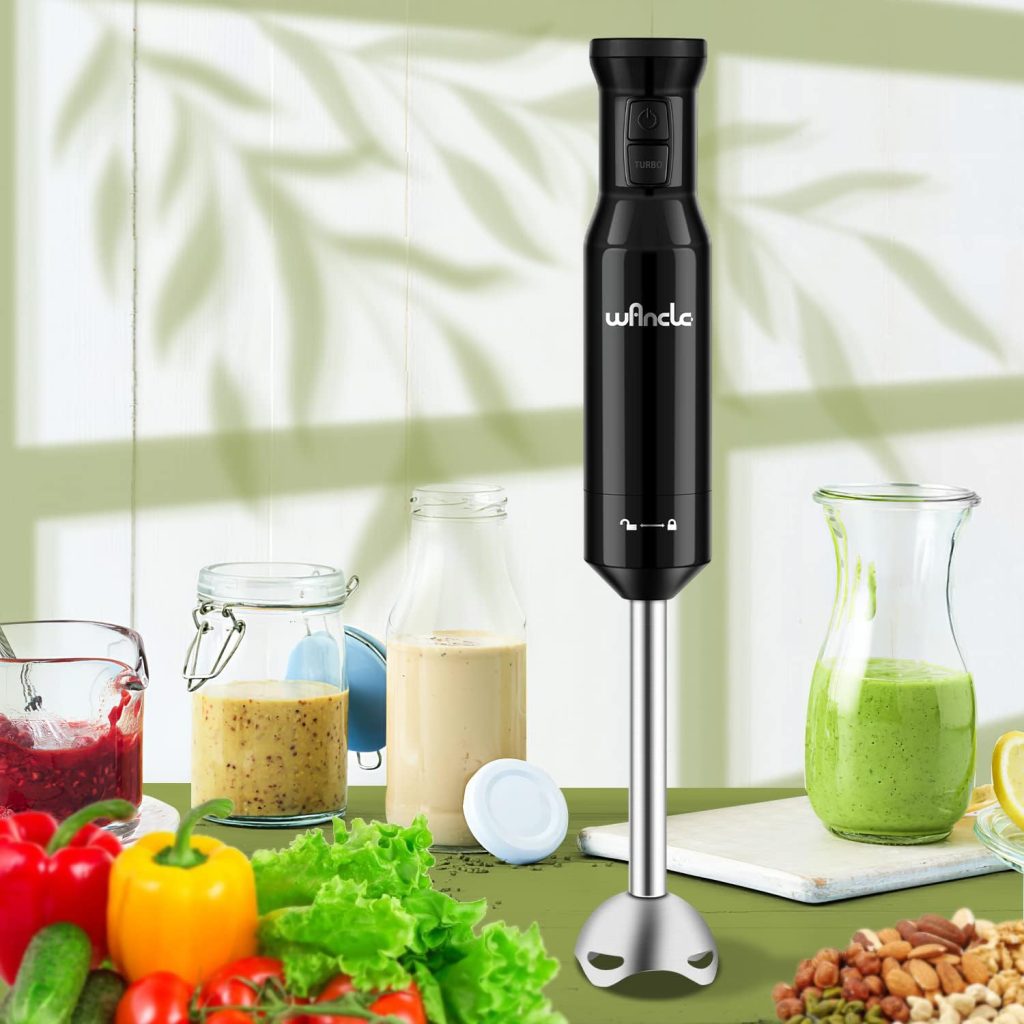 Wancle Handheld Blender, Electric Hand Blender with Turbo Mode, Immersion Blender Portable Stick Mixer with Stainless Steel Blades for Soup, Smoothie, Puree, Baby Food