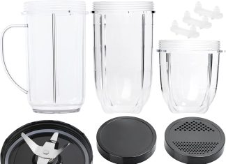 11 pcs blender replacement parts cross blade 16oz replacement cup with handle12oz short cup with lip ring and stay fresh