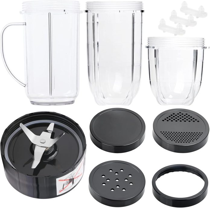 11 pcs blender replacement parts cross blade 16oz replacement cup with handle12oz short cup with lip ring and stay fresh