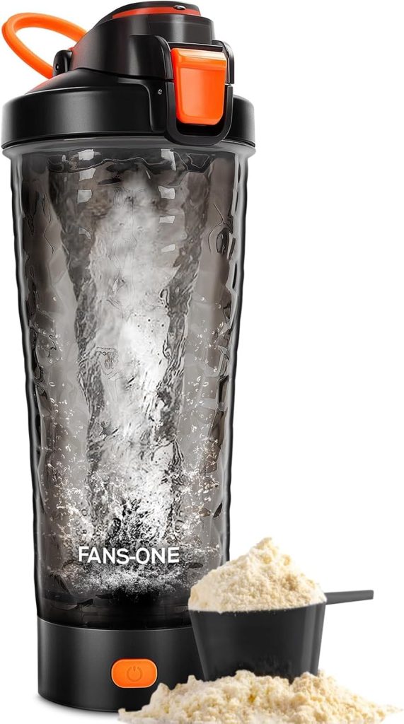 Premium Electric Protein Shaker Bottle, 24 oz Lockable Blender Shaker Bottles, Made with Tritan, BPA Free, USB Rechargeable Mixer Blender Cup for Protein Shakes, Black