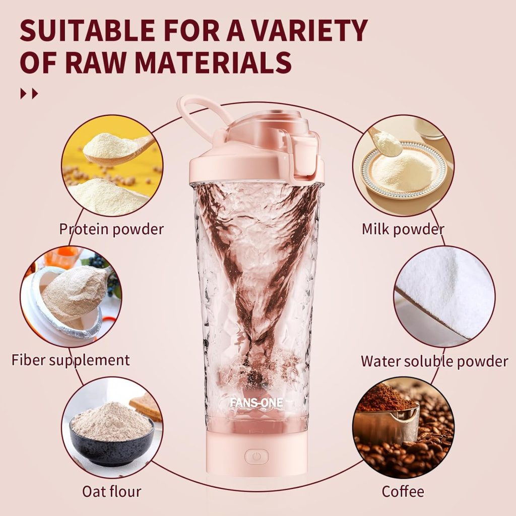 Premium Electric Protein Shaker Bottle, 24 oz Lockable Blender Shaker Bottles, Made with Tritan, BPA Free, USB Rechargeable Mixer Blender Cup for Protein Shakes, Black
