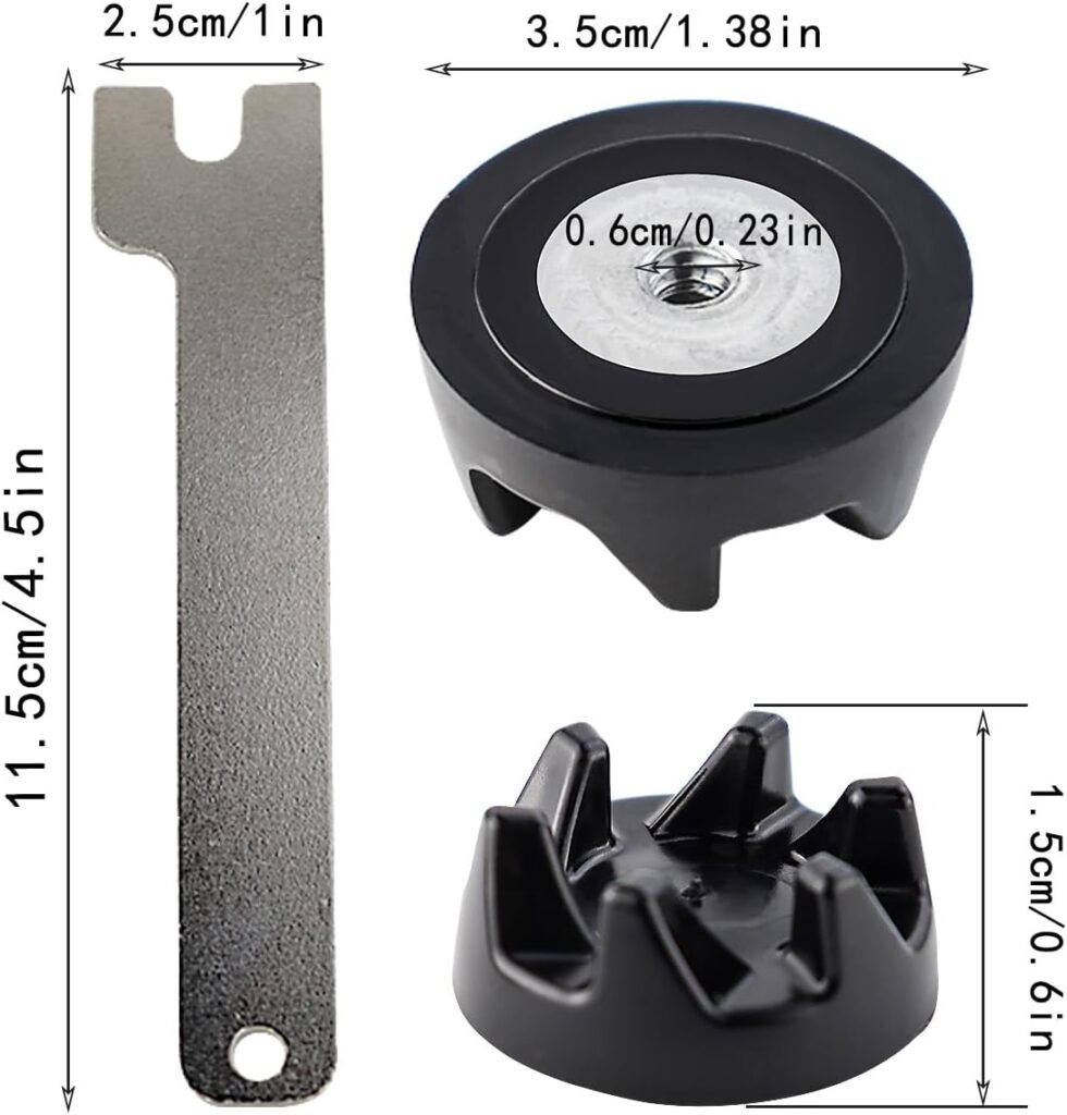 2 Pcs Black 9704230 Blender Drive Coupler with 1 Spanner Replacement Parts Compatible with KitchenAid WP9704230VP WP9704230 AP2930430 PS401661
