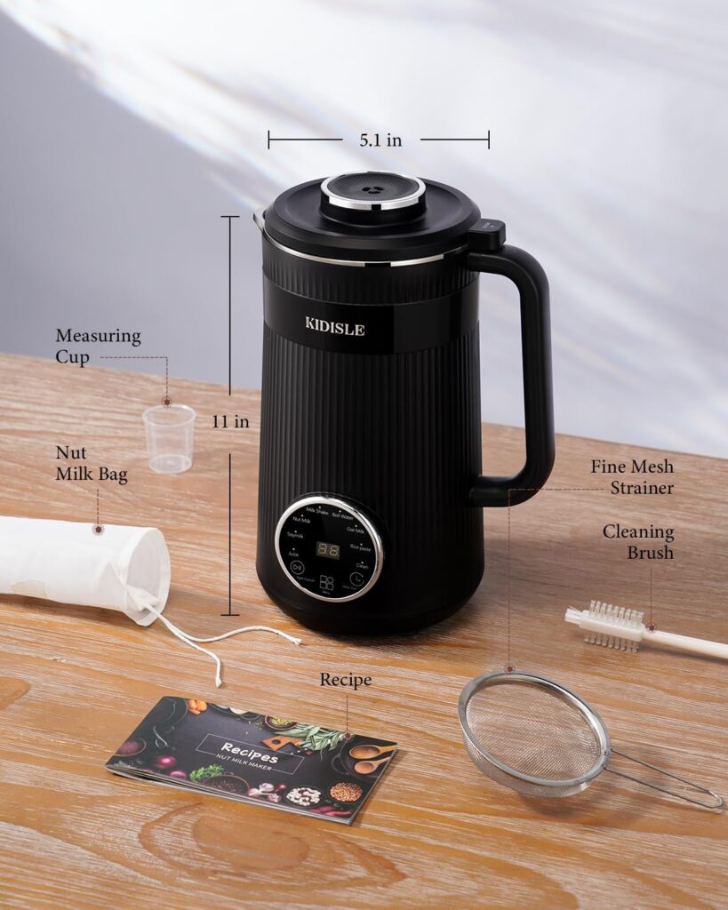 8 in 1 Nut Milk Maker, 32oz Homemade Almond, Oat, Coconut, Soy, Plant Based and Non Dairy Beverages, Automatic Soybean Machine With Delay Start/Keep Warm/Boil Water, Black