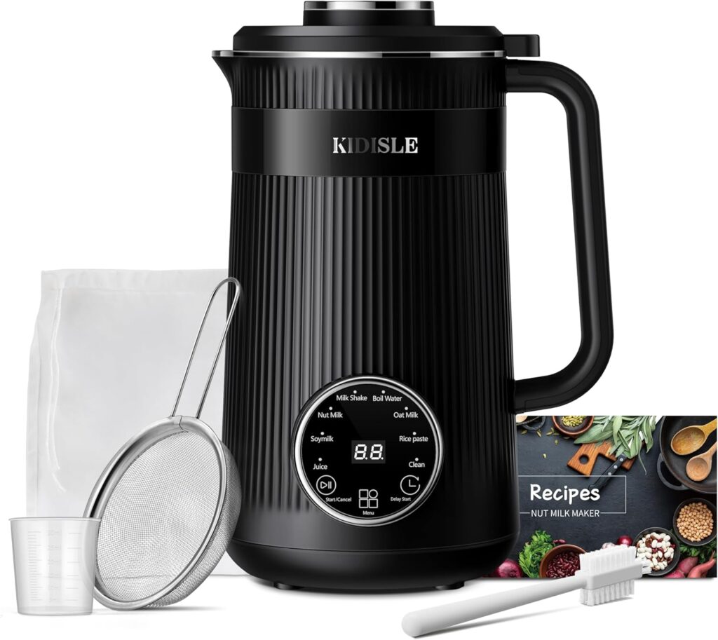8 in 1 Nut Milk Maker, 32oz Homemade Almond, Oat, Coconut, Soy, Plant Based and Non Dairy Beverages, Automatic Soybean Machine With Delay Start/Keep Warm/Boil Water, Black