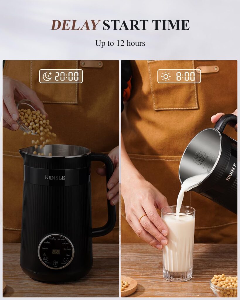 8 in 1 Nut Milk Maker, 32oz Homemade Almond, Oat, Coconut, Soy, Plant Based and Non Dairy Beverages, Automatic Soybean Machine With Delay Start/Keep Warm/Boil Water, Black
