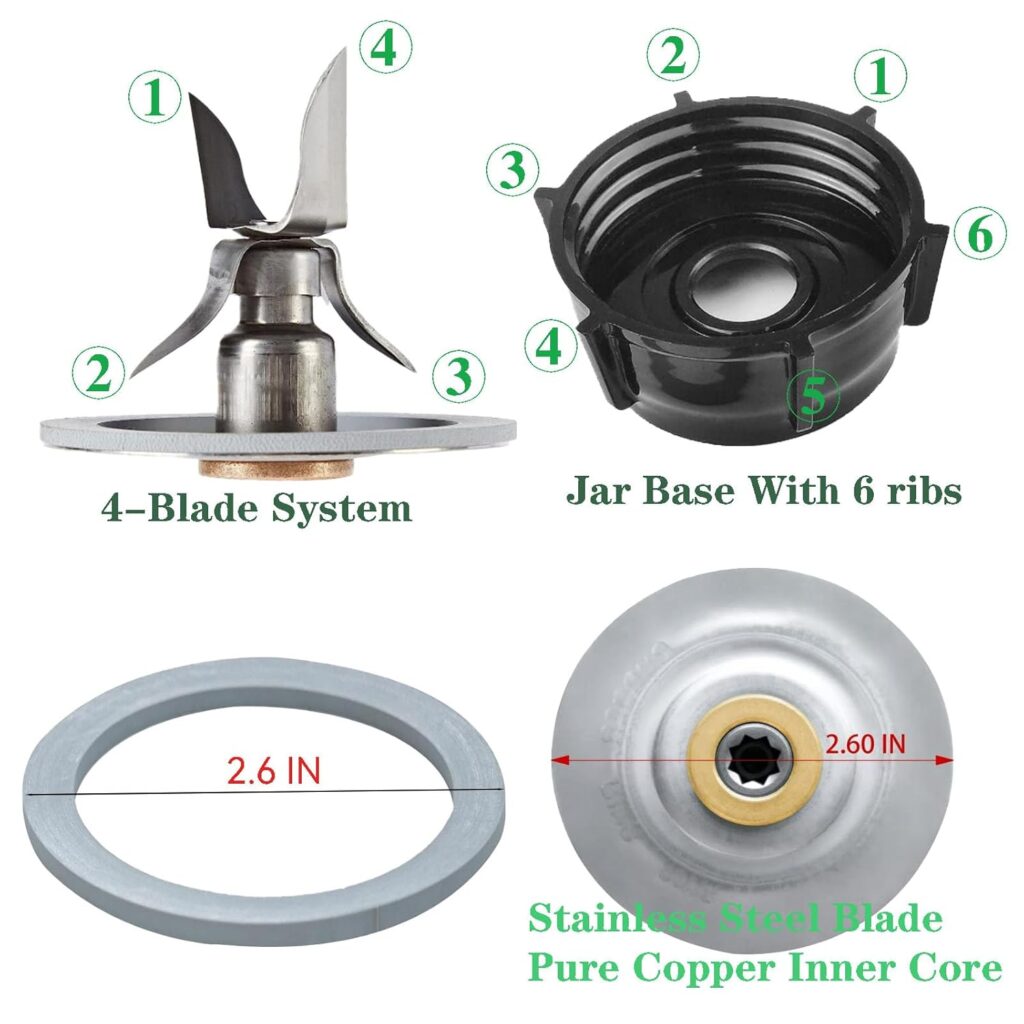 For Oster Blender Replacement Parts Blender Ice Blade with Jar Base Cap and Two Rubber O Ring Seal Gasket Accessory Refresh Kit,Compatible with Oster Blender For Oster Blender Replacement Parts Blender Ice Blade with Jar Base Cap and Two Rubber O Ring Seal Gasket Accessory Refresh Kit,Compatible with Oster Blender