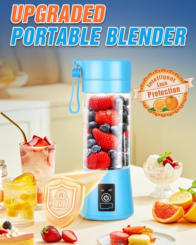Portable Blender for Shakes and Smoothies,6 Blades Juicer Cup for USB Rechargeable,Personal Blender with One Touche Operation,Blender Shake Smoothie for Kitchen,Travel and Sport Portable Blender for Shakes and Smoothies,6 Blades Juicer Cup for USB Rechargeable,Personal Blender with One Touche Operation,Blender Shake Smoothie for Kitchen,Travel and Sport