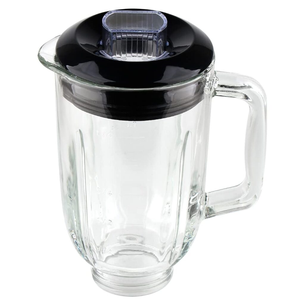 Replacement Parts 5-Cups Glass jar with lid,Compatible with BLACKDECKER 10-Speed Blender BL2010BPA/BL2010BP/ BL2020S/ BL-2020/ BL2010BG