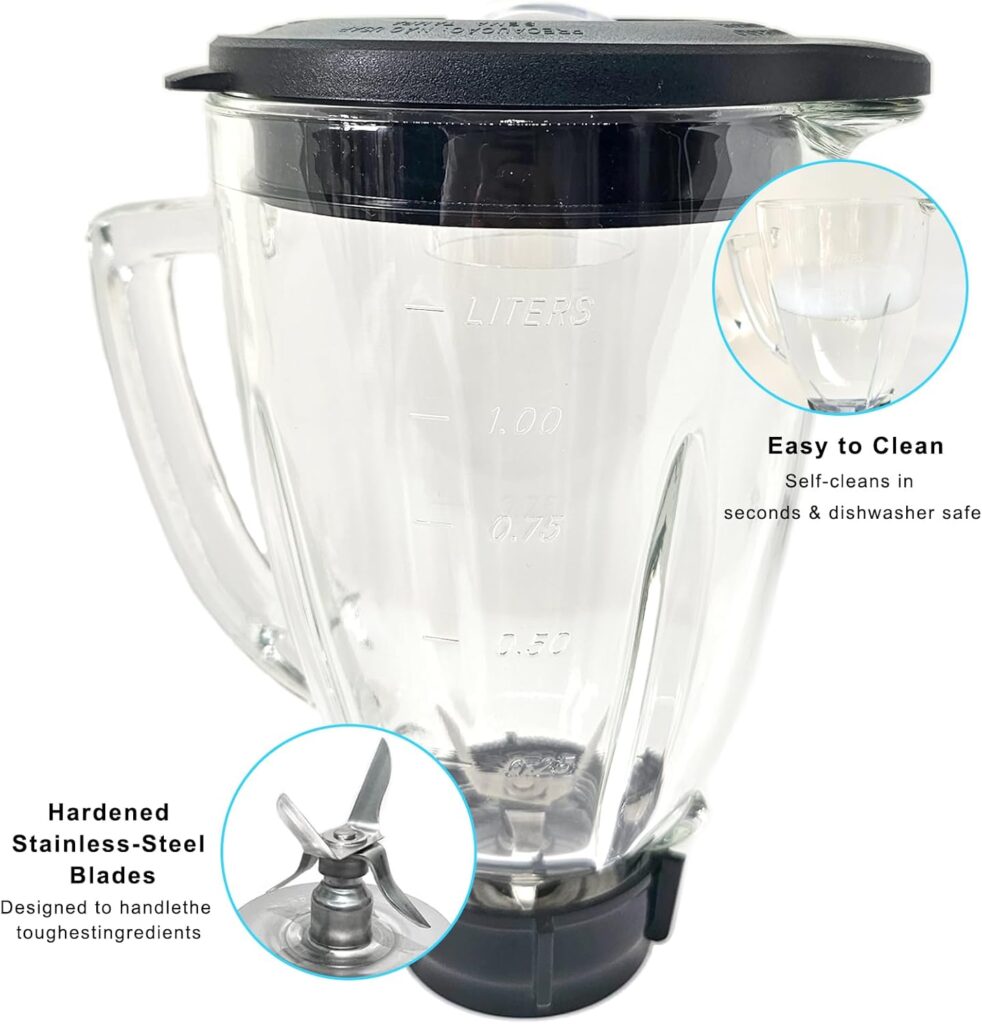 6 Cup Blender Glass Jar with Blade, Blender Replacement Parts for Aspas Para Licuadora Oster Osterizer (NOT fit Pro, Master or Versa models)