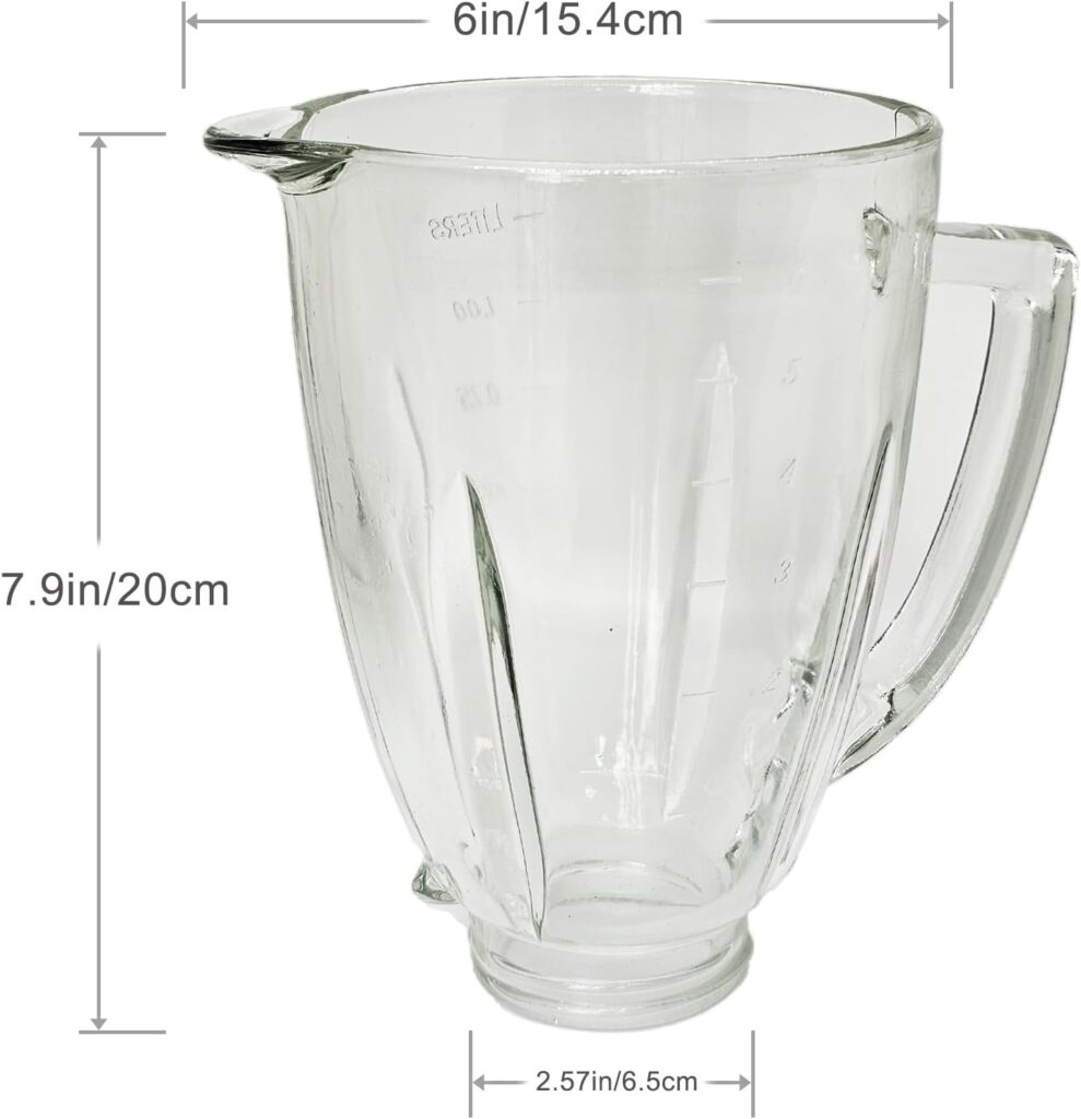 6 Cup Blender Glass Jar with Blade, Blender Replacement Parts for Aspas Para Licuadora Oster Osterizer (NOT fit Pro, Master or Versa models)