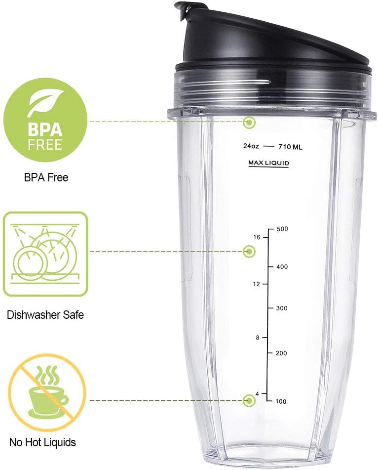 Blender Blade Fit for Ninja, Replacement Parts 6 Fin Male Blade with Rubber Gasket, Blender Accessories Compatible with Nutri Ninja Auto IQ BL620C BL660 BL740 BL780 QB3000, Only Fit 16oz Cups