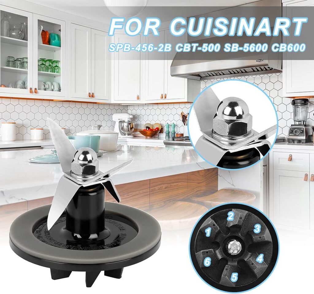 Blender Cutting Assembly, Blender Blade Replacement Parts with 1 Pieces Blender Gaskets, Compatible for Cuisinart Blenders CBT-500, SB5600, CB600,BFP-10CH