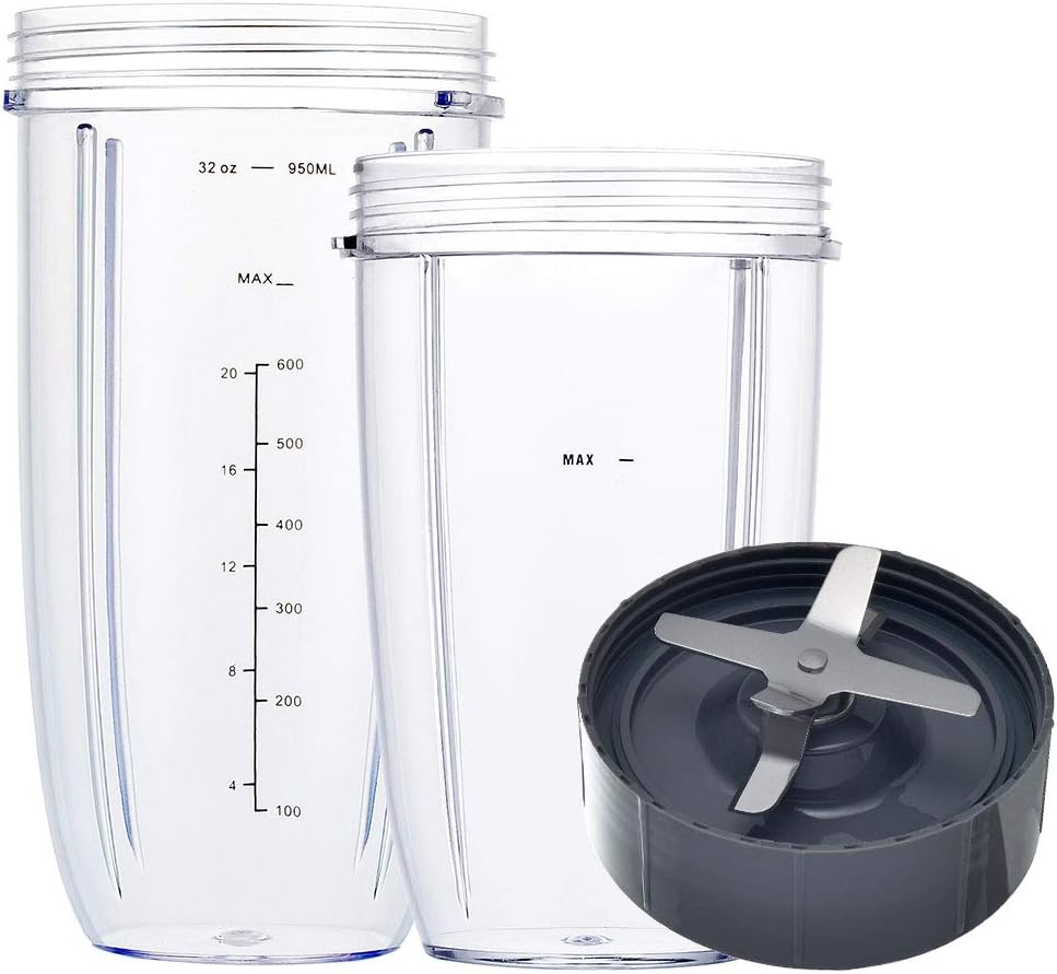 Blender Replacement Parts for Nutribullet, 32oz  24oz Cups with Replacement Extractor Blade, Compatible with Nutri Bullet 600W/900W Blenders (3 PCS)