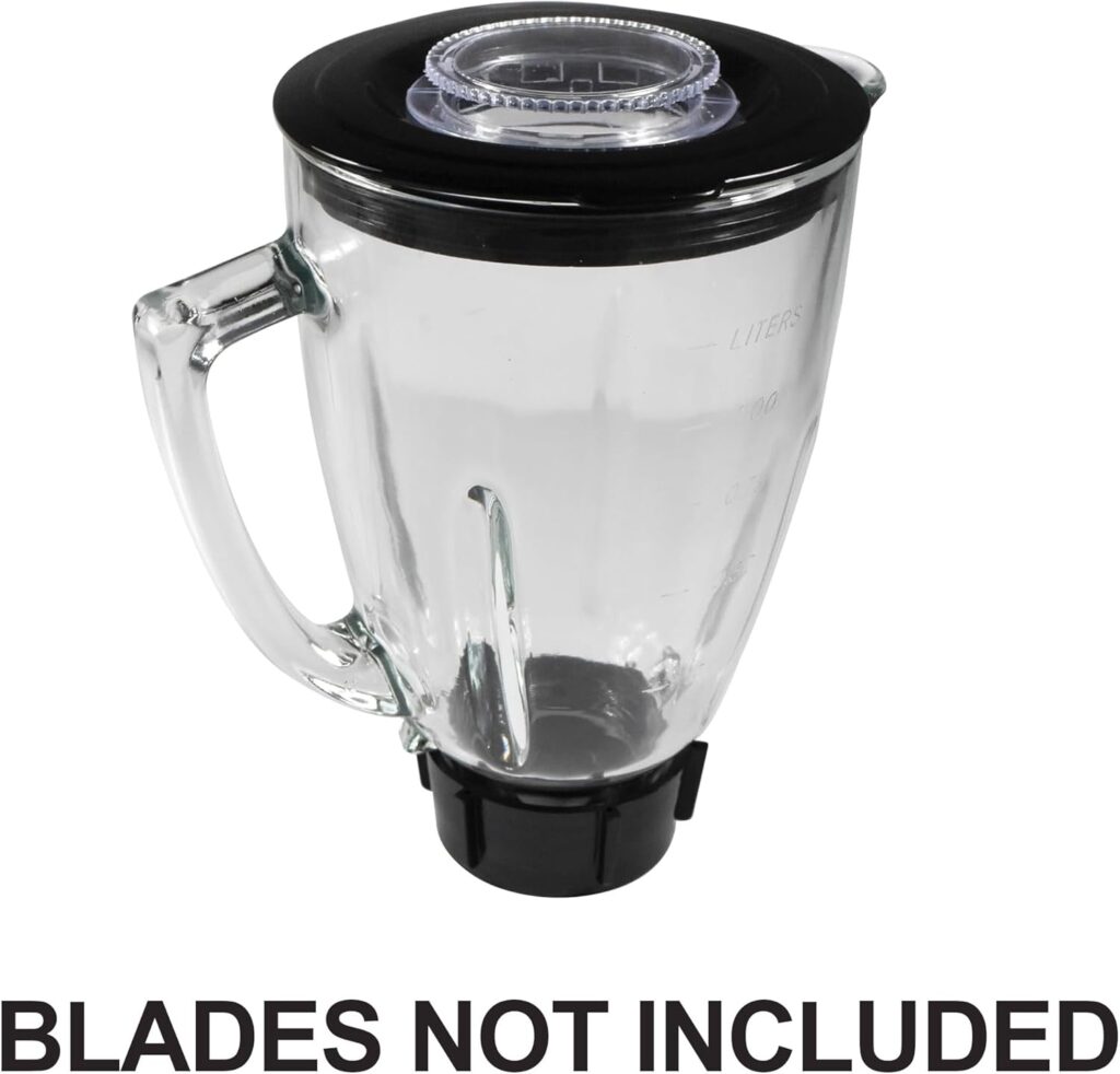 HQRP Glass Round Replacement Blender Jar Set Compatible with Oster Osterizer Blender Models, 5-Cup, 1.25L Pitcher, 0.33 Gallon Capacity