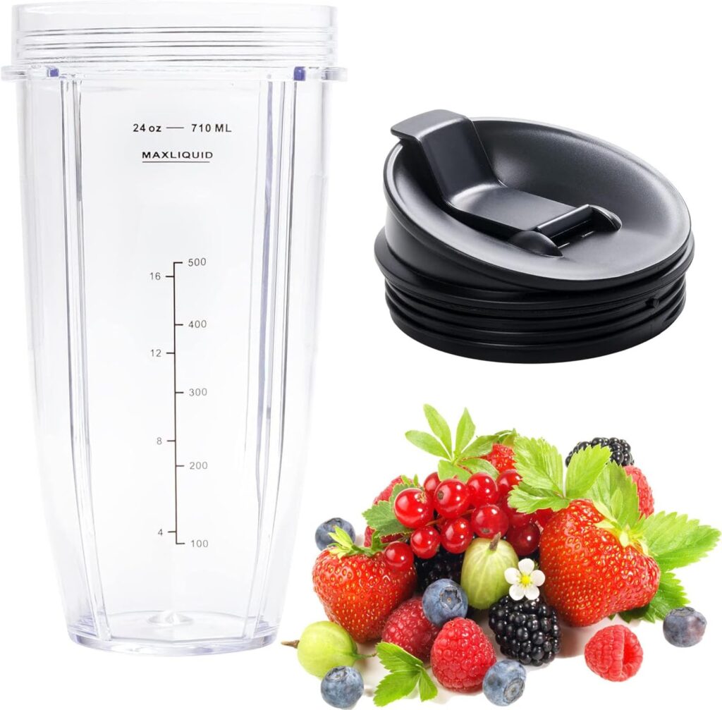 Replacement Blender Cup with Lid 24 Oz Cups For Ninja Auto iQ BL480 BL482 BL642 BL682 BL450 BN401 BN751 BN801 Foodi SS351 SS151 SS401 Ninja Blender Replacement Parts 24oz Cup with Sip  Seal Lid
