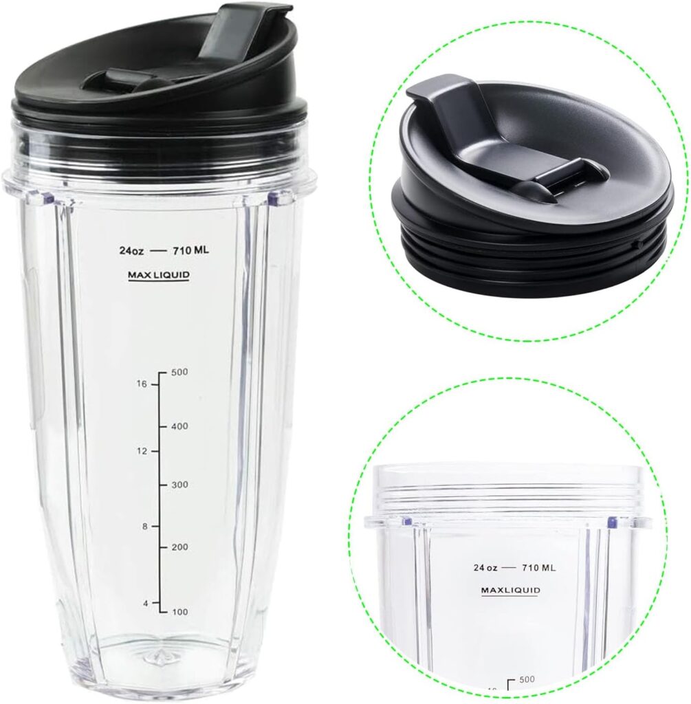 Replacement Blender Cup with Lid 24 Oz Cups For Ninja Auto iQ BL480 BL482 BL642 BL682 BL450 BN401 BN751 BN801 Foodi SS351 SS151 SS401 Ninja Blender Replacement Parts 24oz Cup with Sip  Seal Lid