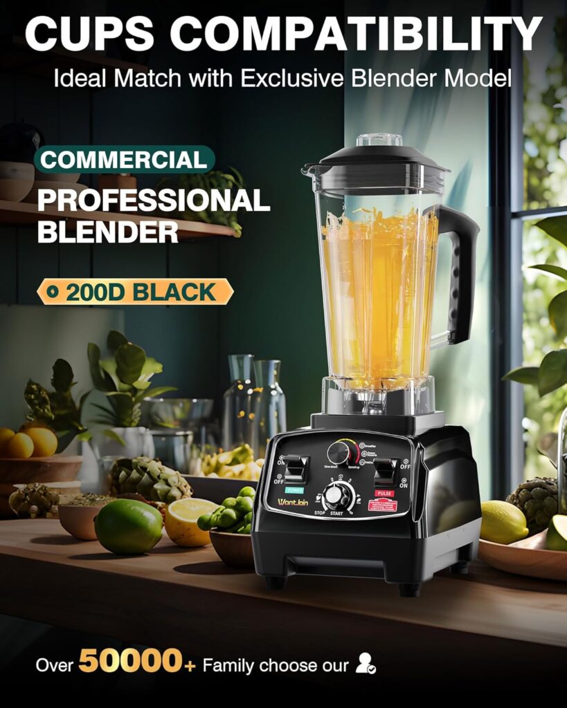WantJoin Blender Cup ONLY for WantJoin 200D Ice Blenders,Spare pitcher for Mechanical blender and Digital display blender (Plastic)