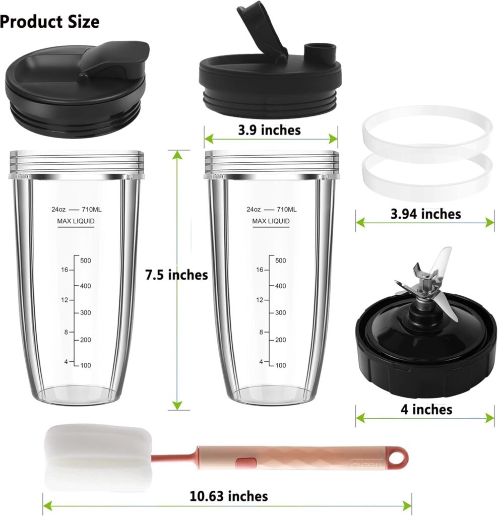 Ninja Blender Cups Replacement, Replacement 24oz Blender Cup For Ninja BL450 BL480 BL482 BL640 BL642 BL682 BN401 BN751 BN800 BN801