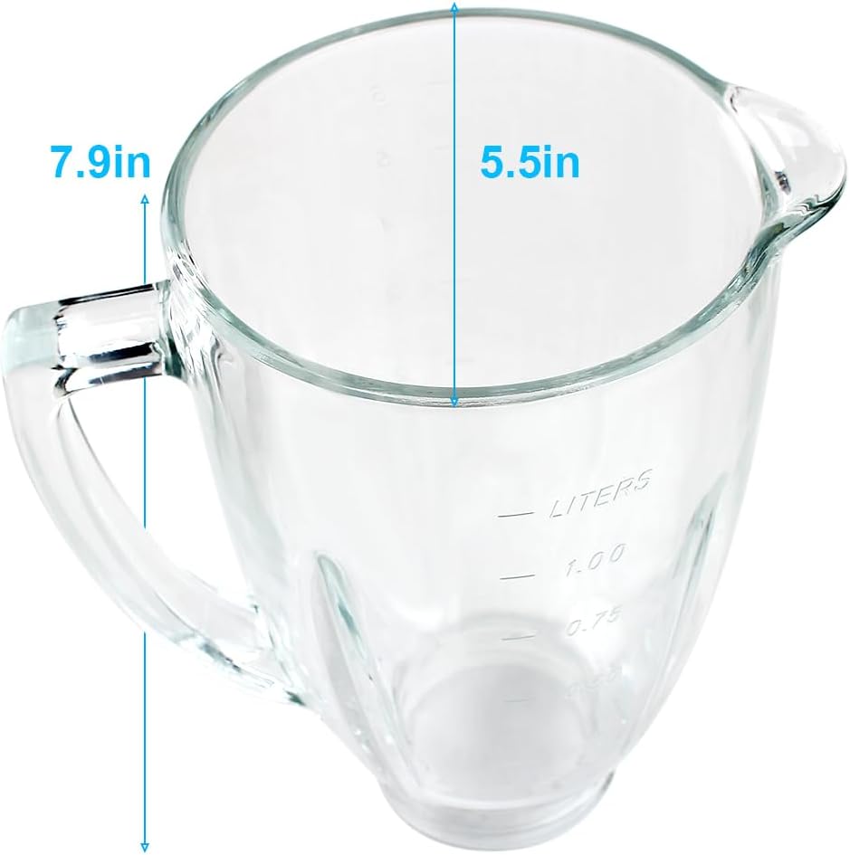 Replacement parts 6-Cup Glass Jar With Lid, Compatible with Oster Blenders