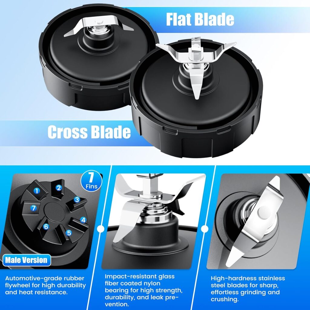11-in-1 Blender Accessories, Blender Replacement Parts Compatible with Nutri Ninja, 24oz Blender Cups and Blade Assembly with Cross Flat Blades for Crushing Grinding 11-in-1 Blender Accessories, Blender Replacement Parts Compatible with Nutri Ninja, 24oz Blender Cups and Blade Assembly with Cross Flat Blades for Crushing Grinding