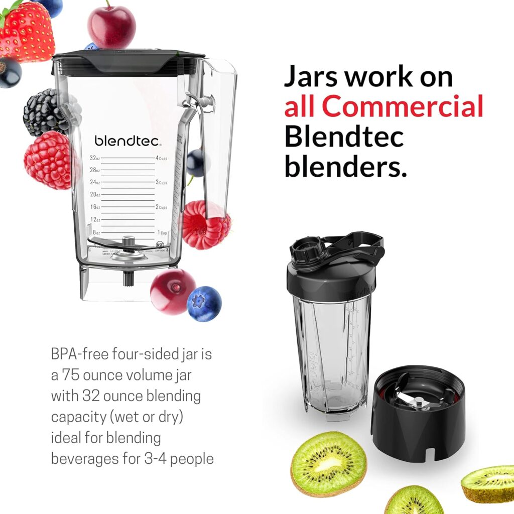 Blendtec Total Blender Classic - Includes FourSide Jar (75 oz) - 10-Speed Professional-Grade - High-Power Kitchen Blender with 6 Pre-Programmed Cycles - Black Blendtec Total Blender Classic - Includes FourSide Jar (75 oz) - 10-Speed Professional-Grade - High-Power Kitchen Blender with 6 Pre-Programmed Cycles - Black