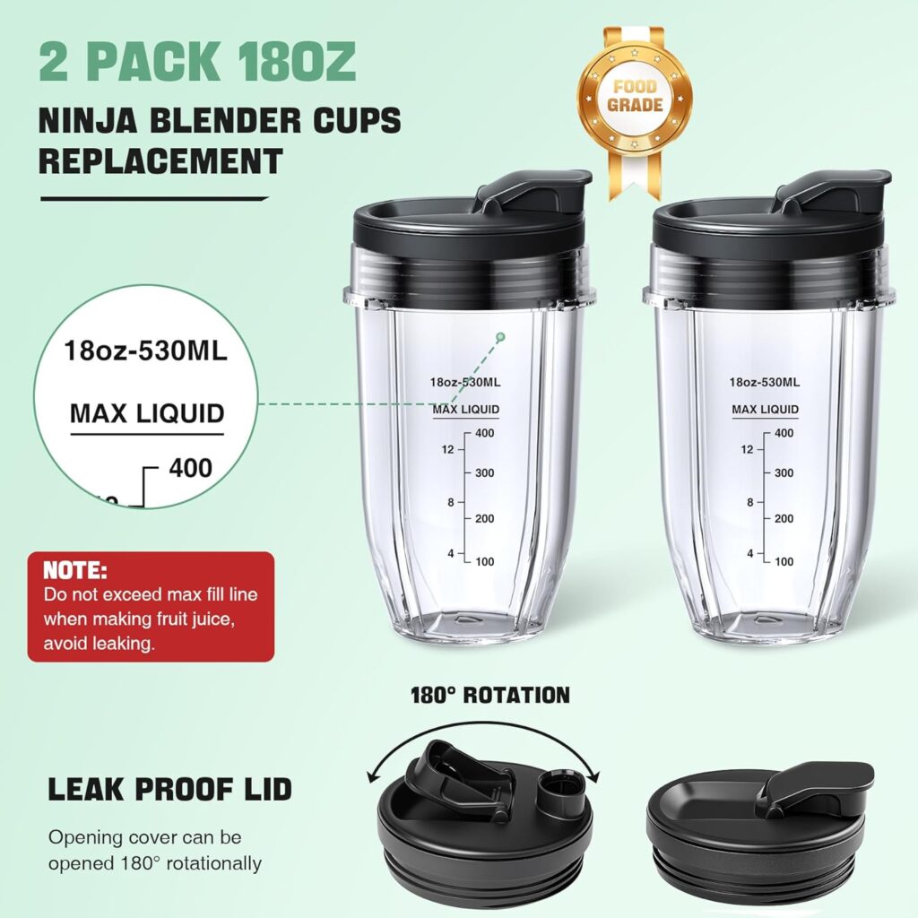 GuanQiao 2-Pack 24oz Blender Cups: Replacement For Ninja, With Sip/Seal Lid, Cleaning Brush 24pcs Writable Labels. Fits BN401/BN751/BN801/BN800/BL450/BL456/BL480/Foodi SS401/SS101/TWISTi SS151/SS351 GuanQiao 2-Pack 24oz Blender Cups: Replacement For Ninja, With Sip/Seal Lid, Cleaning Brush 24pcs Writable Labels. Fits BN401/BN751/BN801/BN800/BL450/BL456/BL480/Foodi SS401/SS101/TWISTi SS151/SS351