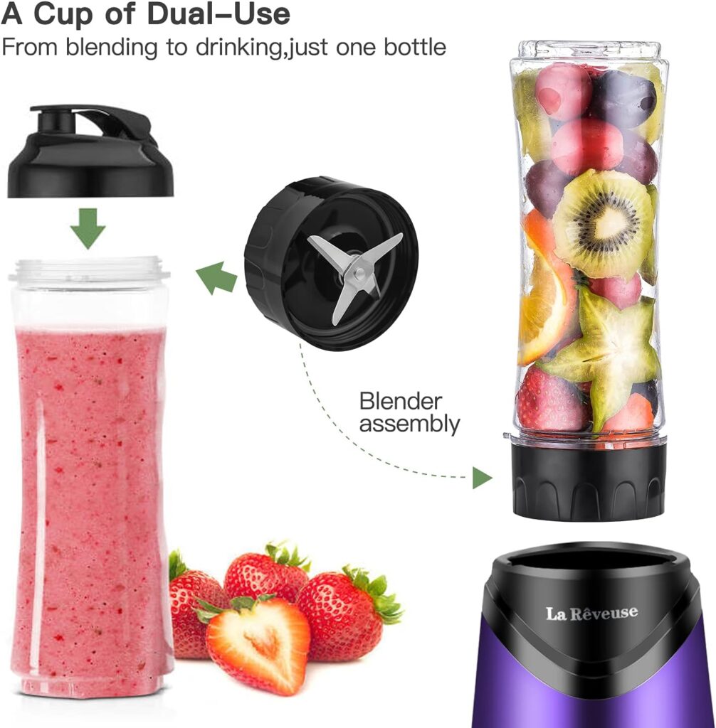 La Reveuse Smoothie Blender Personal Size 300 Watts with 2 Pieces 18 oz BPA-free Travel Sports Bottles,Purple La Reveuse Smoothie Blender Personal Size 300 Watts with 2 Pieces 18 oz BPA-free Travel Sports Bottles,Purple