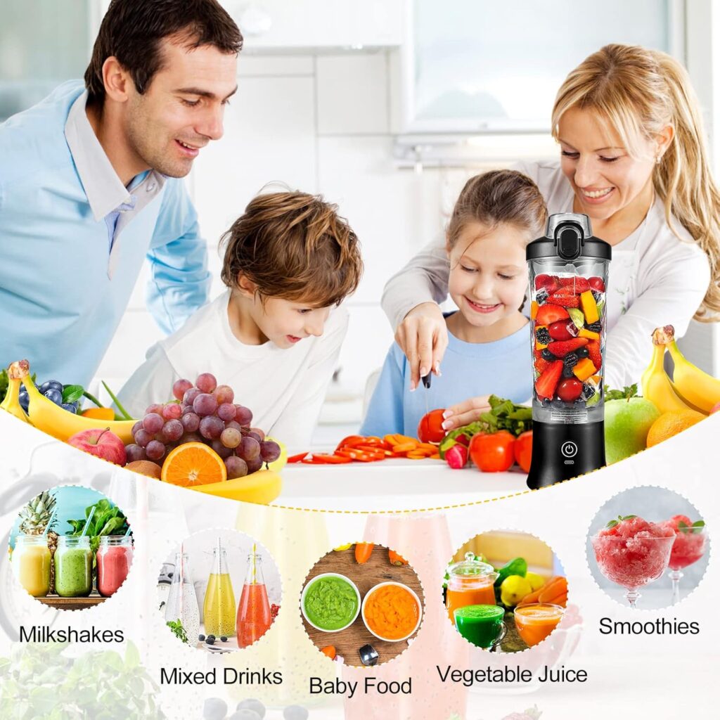 Portable Blender 20 oz Personal Blender for Shakes and Smoothies, BPA Free USB C Rechargeable Blender Cups with 6 Blades and Travel Lid for Ice and Frozen Drinks Portable Blender 20 oz Personal Blender for Shakes and Smoothies, BPA Free USB C Rechargeable Blender Cups with 6 Blades and Travel Lid for Ice and Frozen Drinks