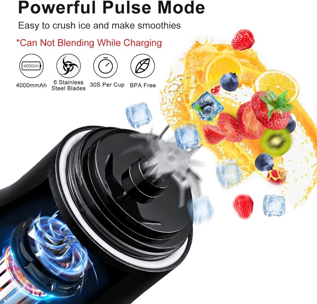 Portable Blender 20 oz Personal Blender for Shakes and Smoothies, BPA Free USB C Rechargeable Blender Cups with 6 Blades and Travel Lid for Ice and Frozen Drinks Portable Blender 20 oz Personal Blender for Shakes and Smoothies, BPA Free USB C Rechargeable Blender Cups with 6 Blades and Travel Lid for Ice and Frozen Drinks