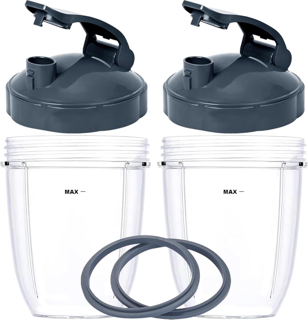 2 Pcs Replacement 18oz Cups for Blender【3 Size Options, 18oz, 24oz, 32oz】with Two Flip Top To Go Lid, Rubber Seals, Compatible with NutriBullet 600w and 900w Blender Accessory. 2 Pcs Replacement 18oz Cups for Blender【3 Size Options, 18oz, 24oz, 32oz】with Two Flip Top To Go Lid, Rubber Seals, Compatible with NutriBullet 600w and 900w Blender Accessory.