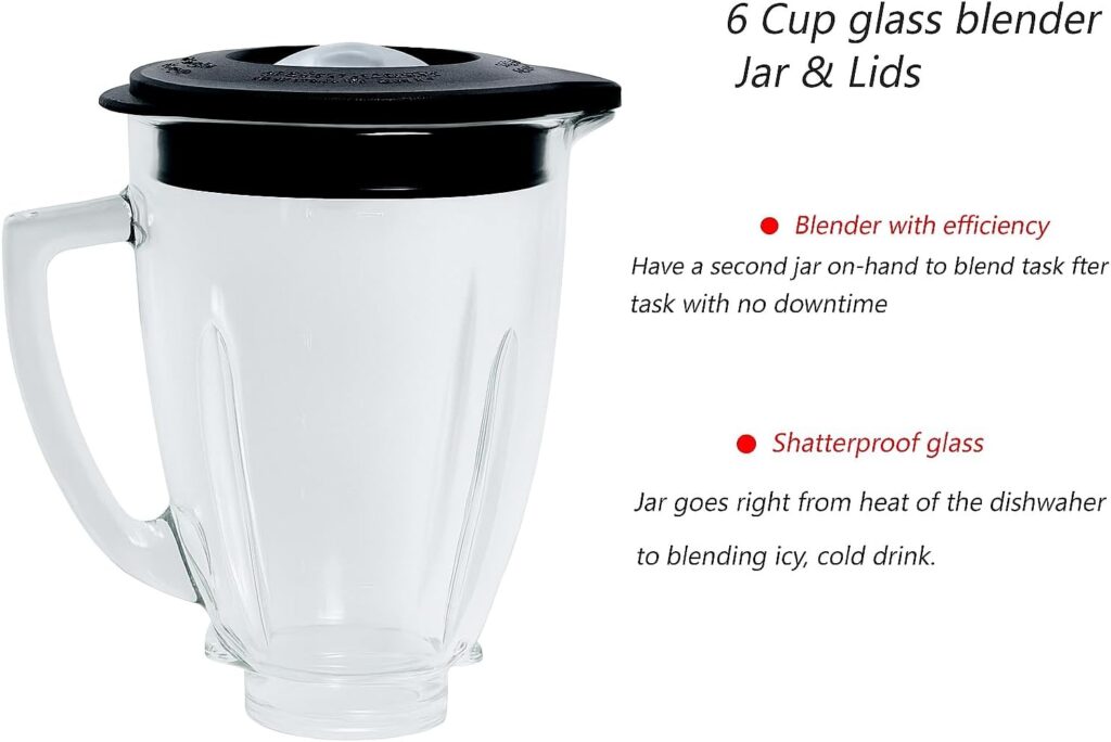 6 Cup Glass Jar Replacement for Oster and Osterizer Blender, with 4961, 4980 Ice Blade, 4902 Blender Jar Bottom Cap Base, Drive Coupling, Rubber Seal Rings Accessory Kit 6 Cup Glass Jar Replacement for Oster and Osterizer Blender, with 4961, 4980 Ice Blade, 4902 Blender Jar Bottom Cap Base, Drive Coupling, Rubber Seal Rings Accessory Kit