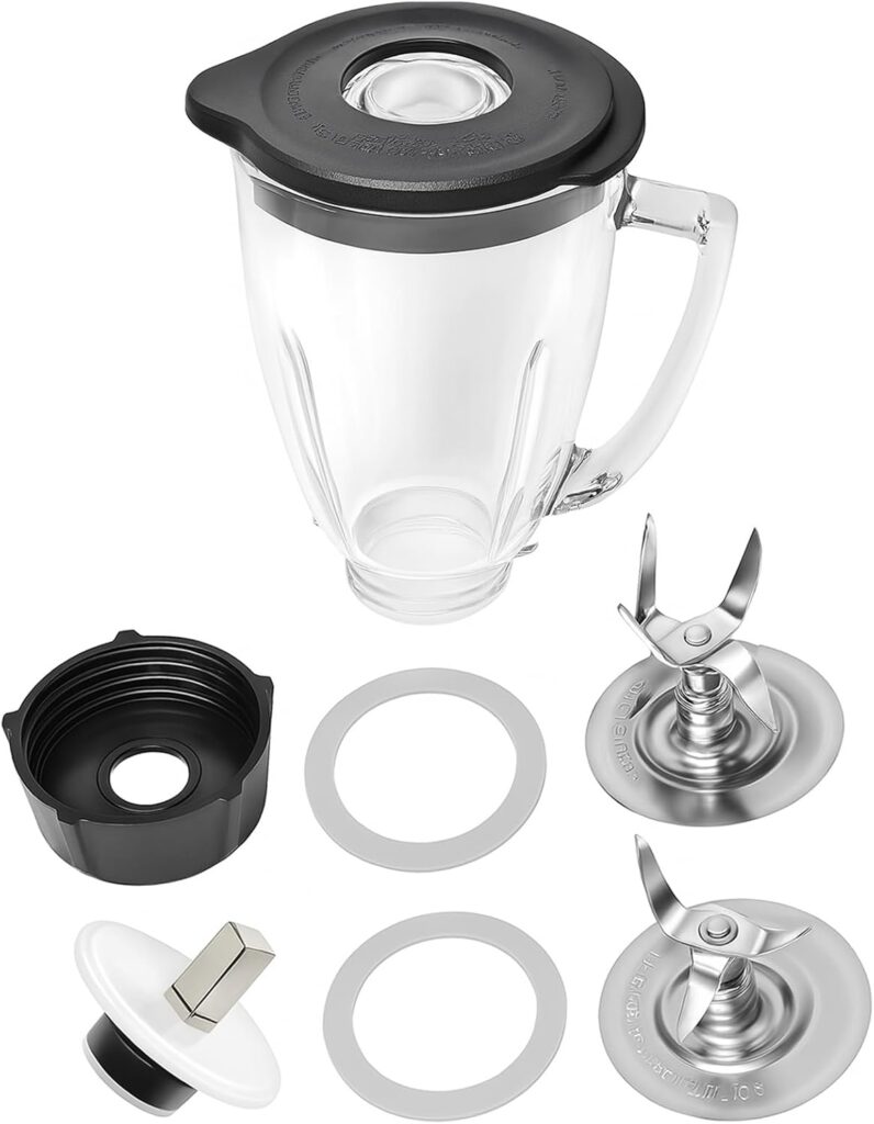 6 Cup Glass Jar Replacement for Oster and Osterizer Blender, with 4961, 4980 Ice Blade, 4902 Blender Jar Bottom Cap Base, Drive Coupling, Rubber Seal Rings Accessory Kit 6 Cup Glass Jar Replacement for Oster and Osterizer Blender, with 4961, 4980 Ice Blade, 4902 Blender Jar Bottom Cap Base, Drive Coupling, Rubber Seal Rings Accessory Kit