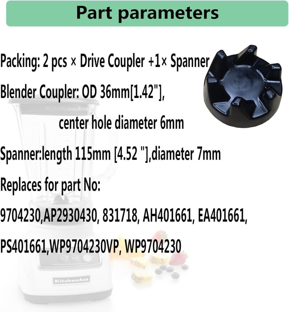 Blender Replacement Parts For KitchenAid, Blender Drive Coupler 9704230 Compatible with KitchenAid WP9704230VP WP9704230 PS11746921 KSB5 Series Blender Replacement Parts For KitchenAid, Blender Drive Coupler 9704230 Compatible with KitchenAid WP9704230VP WP9704230 PS11746921 KSB5 Series