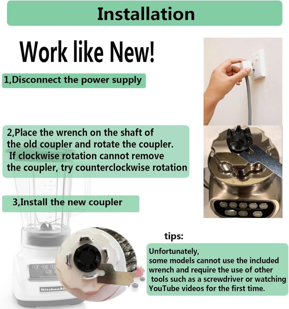 Blender Replacement Parts For KitchenAid, Blender Drive Coupler 9704230 Compatible with KitchenAid WP9704230VP WP9704230 PS11746921 KSB5 Series Blender Replacement Parts For KitchenAid, Blender Drive Coupler 9704230 Compatible with KitchenAid WP9704230VP WP9704230 PS11746921 KSB5 Series