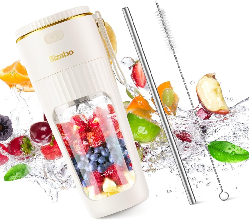 Portable Blender - Travel Size Blender for Shakes Smoothies, 10 Blades, 3000mAh Rechargeable White Portable Blender - Travel Size Blender for Shakes Smoothies, 10 Blades, 3000mAh Rechargeable White