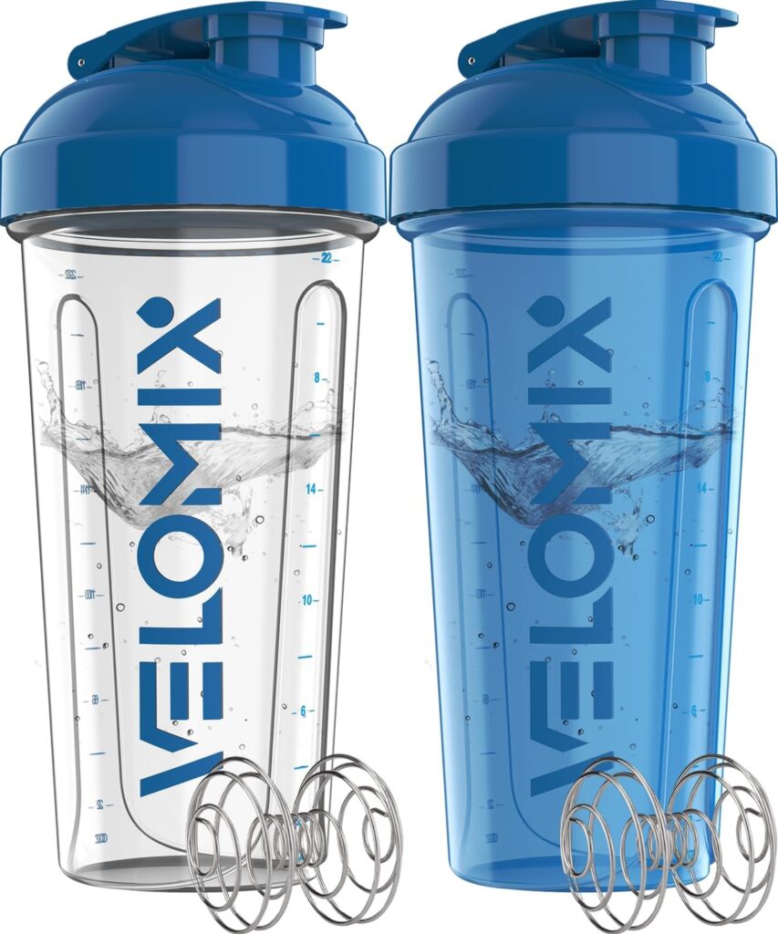 VELOMIX -2 Pack- 28 oz Protein Shaker Bottles for Protein Mixes - 2x Wire Whisk | Leak Proof Shaker Cups for Protein Shakes | Protein Shaker Bottle Pack (Black/Transparent) VELOMIX -2 Pack- 28 oz Protein Shaker Bottles for Protein Mixes - 2x Wire Whisk | Leak Proof Shaker Cups for Protein Shakes | Protein Shaker Bottle Pack (Black/Transparent)