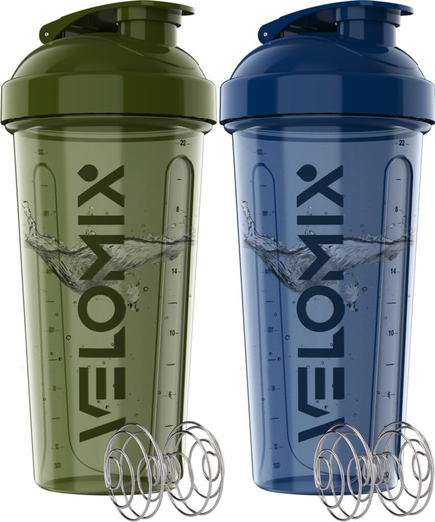 VELOMIX -2 Pack- 28 oz Protein Shaker Bottles for Protein Mixes - 2x Wire Whisk | Leak Proof Shaker Cups for Protein Shakes | Protein Shaker Bottle Pack (Black/Transparent) VELOMIX -2 Pack- 28 oz Protein Shaker Bottles for Protein Mixes - 2x Wire Whisk | Leak Proof Shaker Cups for Protein Shakes | Protein Shaker Bottle Pack (Black/Transparent)