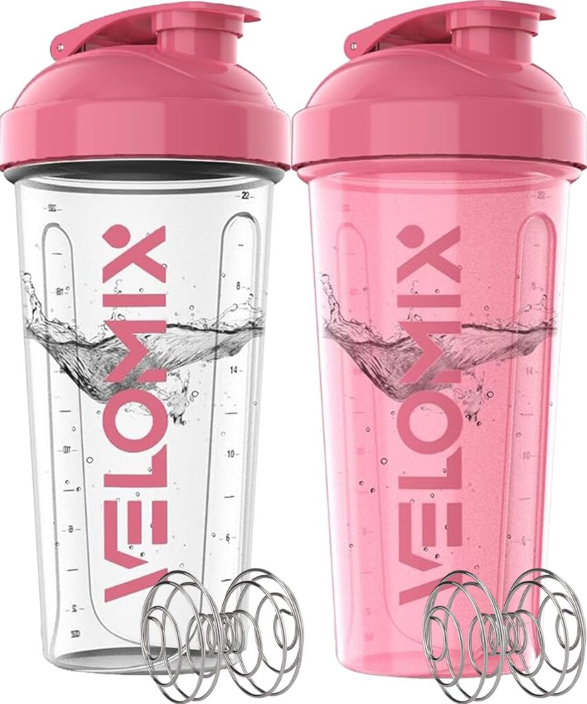 VELOMIX -2 Pack- 28 oz Protein Shaker Bottles for Protein Mixes - 2x Wire Whisk | Leak Proof Shaker Cups for Protein Shakes | Protein Shaker Bottle Pack (Black/Transparent) VELOMIX -2 Pack- 28 oz Protein Shaker Bottles for Protein Mixes - 2x Wire Whisk | Leak Proof Shaker Cups for Protein Shakes | Protein Shaker Bottle Pack (Black/Transparent)