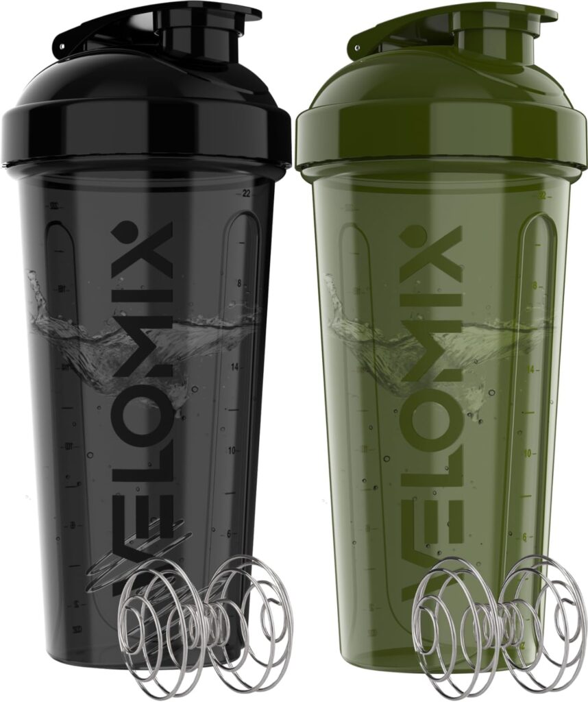 VELOMIX -2 Pack- 28 oz Protein Shaker Bottles for Protein Mixes - 2x Wire Whisk | Leak Proof Shaker Cups for Protein Shakes | Protein Shaker Bottle Pack (Black/Transparent) VELOMIX -2 Pack- 28 oz Protein Shaker Bottles for Protein Mixes - 2x Wire Whisk | Leak Proof Shaker Cups for Protein Shakes | Protein Shaker Bottle Pack (Black/Transparent)