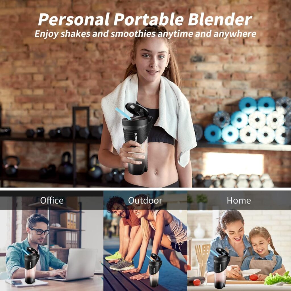 Xibonol Portable Blender, Blender for Shakes and Smoothies, 16 Oz Rechargeable Type-C Personal Mini with Ultra Sharp Four Blades, Multifunctional BPA Free Bottle–Ideal Traveling, Gym, Office (Black) Xibonol Portable Blender, Blender for Shakes and Smoothies, 16 Oz Rechargeable Type-C Personal Mini with Ultra Sharp Four Blades, Multifunctional BPA Free Bottle–Ideal Traveling, Gym, Office (Black)