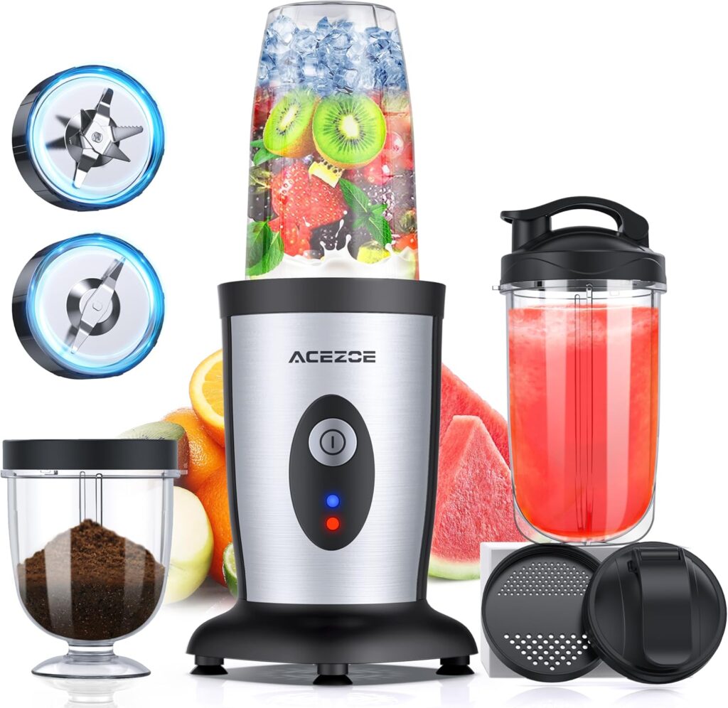 850W Personal Blender for Shakes and Smoothies, 5 in 1 Blenders for Kitchen, with 6 fins Blade, 2x500ml Portable Bottle, 1 Grinding Cup, for Fruit, Juice, Vegatable, Easy to Clean-Silver 850W Personal Blender for Shakes and Smoothies, 5 in 1 Blenders for Kitchen, with 6 fins Blade, 2x500ml Portable Bottle, 1 Grinding Cup, for Fruit, Juice, Vegatable, Easy to Clean-Silver