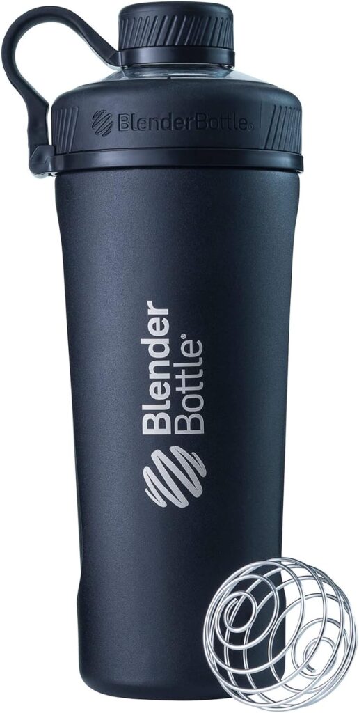 BlenderBottle Radian Shaker Cup Insulated Stainless Steel Water Bottle with Wire Whisk, 26-Ounce, Matte Black BlenderBottle Radian Shaker Cup Insulated Stainless Steel Water Bottle with Wire Whisk, 26-Ounce, Matte Black