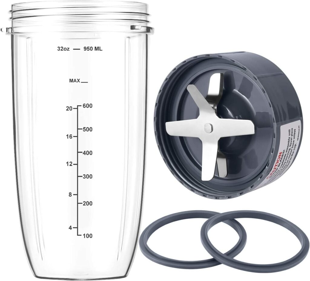New Blender Cup and Blade Replacement Parts 32oz Cup and Extractor Blade and 2 Rubber Gaskets 4-Piece Compatible with NutriBullet High-Speed Blender/Mixer System 600W/900W Series New Blender Cup and Blade Replacement Parts 32oz Cup and Extractor Blade and 2 Rubber Gaskets 4-Piece Compatible with NutriBullet High-Speed Blender/Mixer System 600W/900W Series