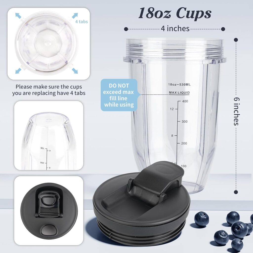 Ninja Blender Cups Replacement Parts 18 24 32 oz Cups for Blender with Sip Seal Lids Nutri Auto IQ Accessories BL450 BL456 BL480 BL482 BL642 BL682 SS101 SS151 SS351 Ninja Blender Cups Replacement Parts 18 24 32 oz Cups for Blender with Sip Seal Lids Nutri Auto IQ Accessories BL450 BL456 BL480 BL482 BL642 BL682 SS101 SS151 SS351
